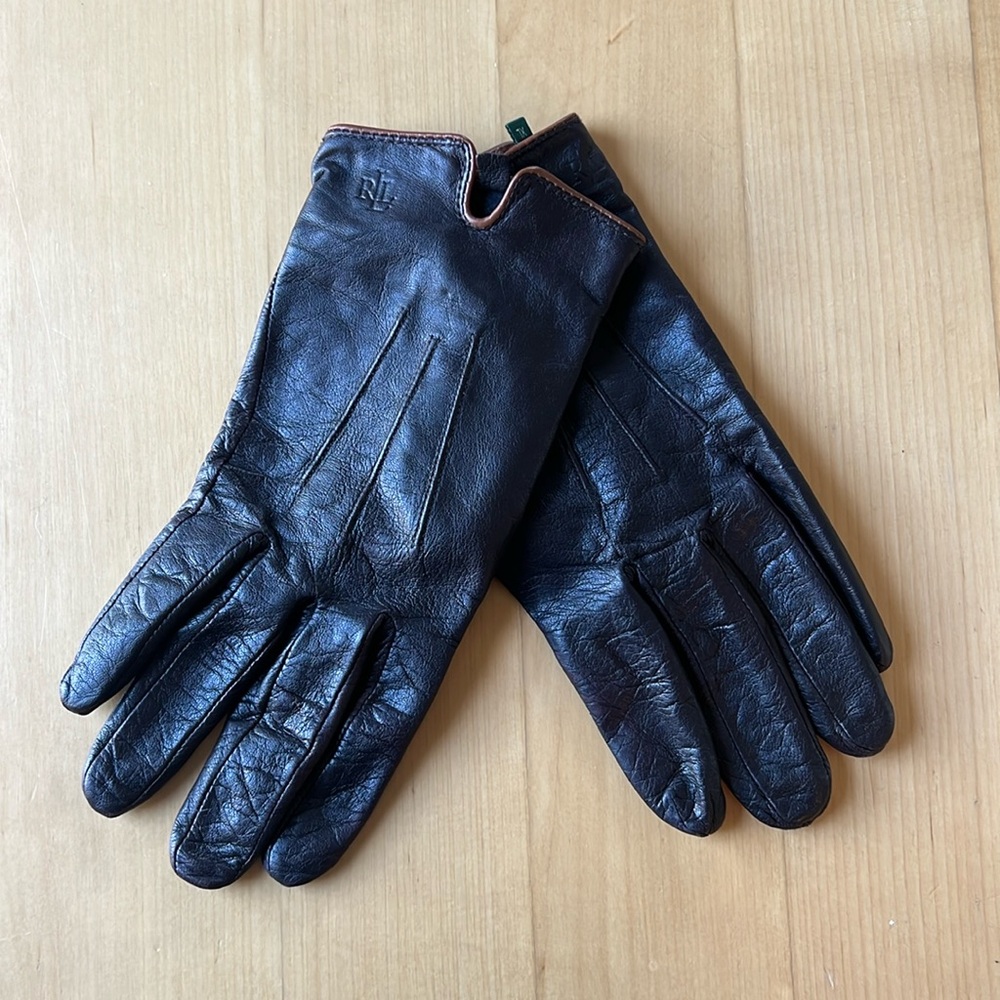 Brown leather Ralph Lauren gloves